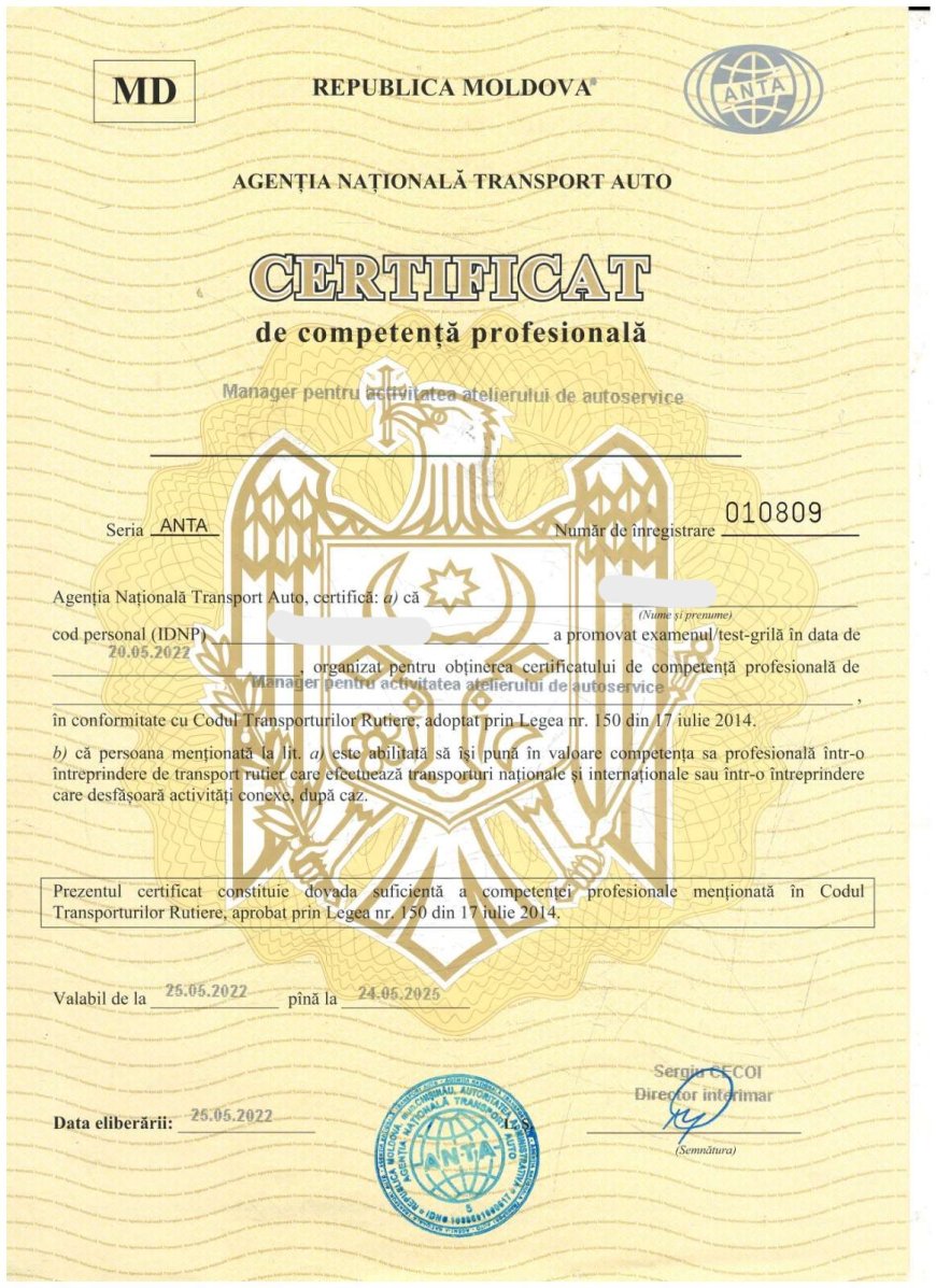 Managerul responsabil de activitatea atelierului de autoservice